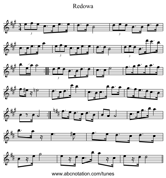 Redowa - staff notation