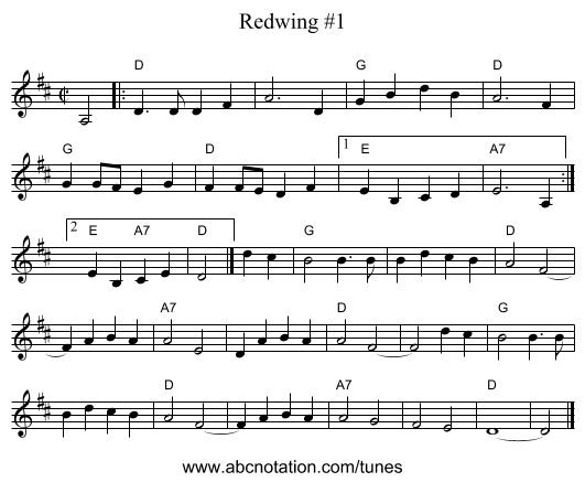 Redwing #1 - staff notation
