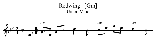 Redwing   [Gm] - staff notation