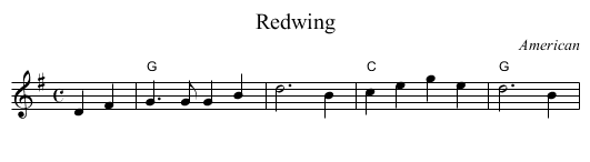 Redwing - staff notation