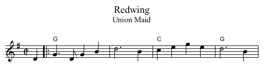 Redwing - staff notation