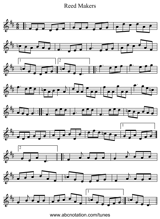 Reed Makers - staff notation