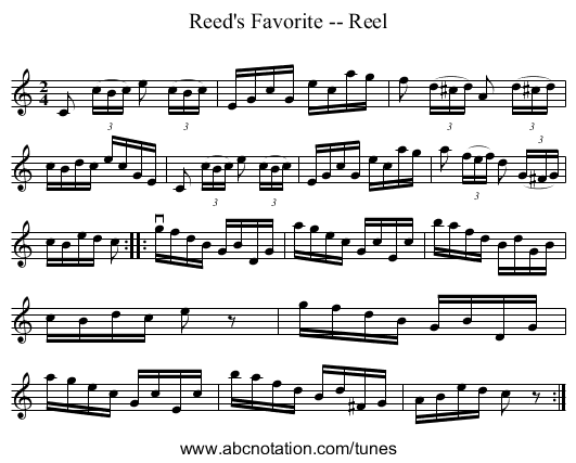 Reed's Favorite -- Reel - staff notation
