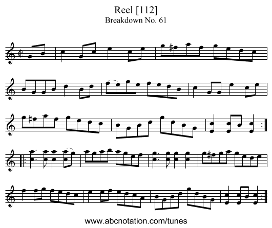 Reel [112] - staff notation