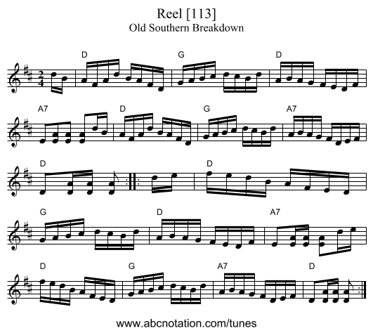 Reel [113] - staff notation
