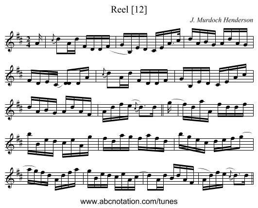 Reel [12] - staff notation
