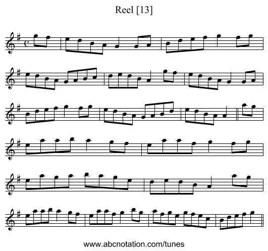 Reel [13] - staff notation