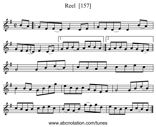 Reel  [157] - staff notation