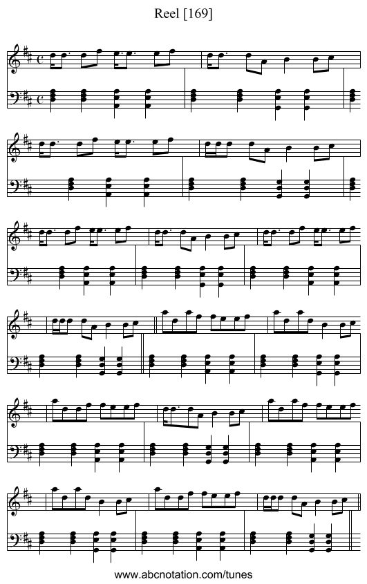 Reel [169] - staff notation