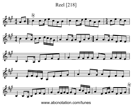 Reel [218] - staff notation