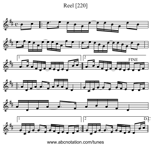Reel [220] - staff notation