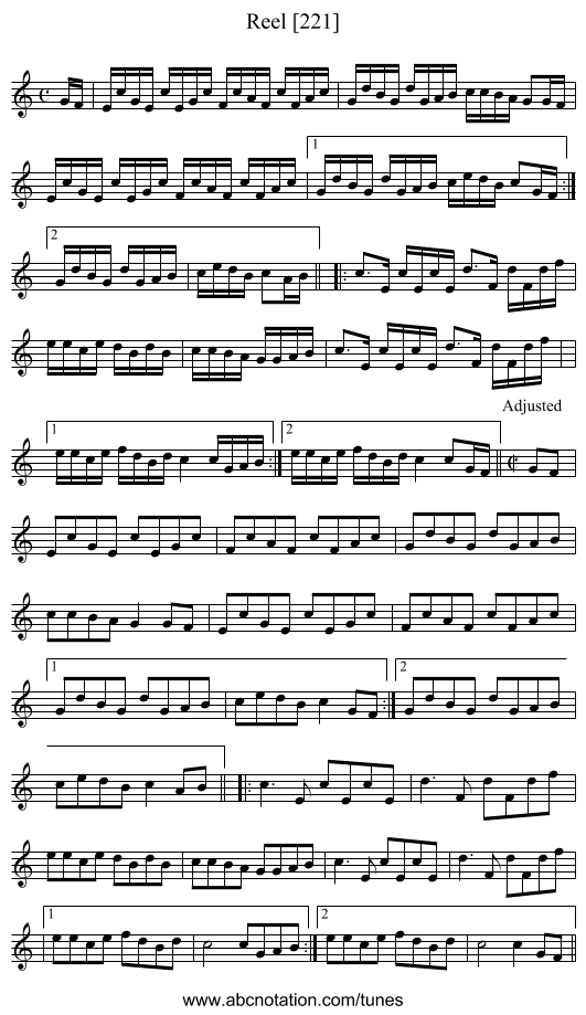 Reel [221] - staff notation