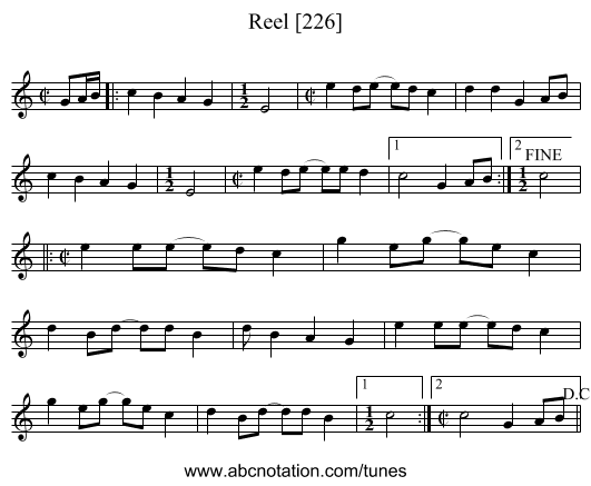 Reel [226] - staff notation