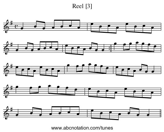 Reel [3] - staff notation