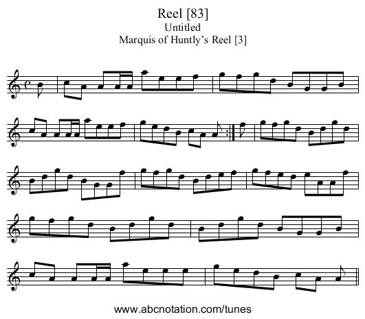 Reel [83] - staff notation