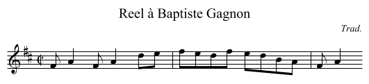 Reel à Baptiste Gagnon - staff notation