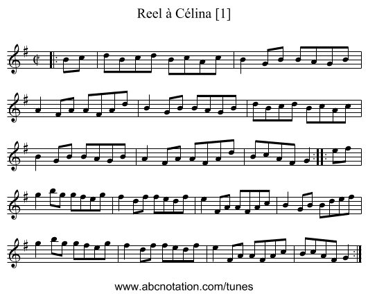 Reel à Célina [1] - staff notation