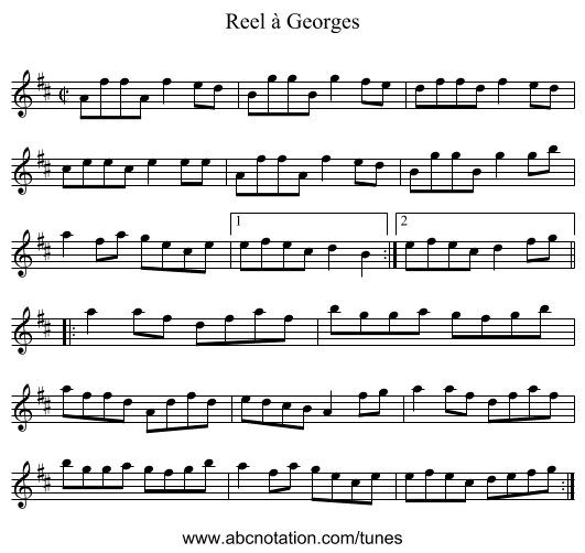 Reel à Georges - staff notation