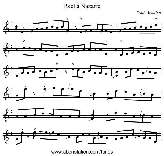 Reel à Nazaire - staff notation