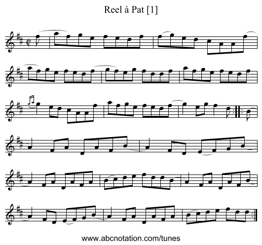 Reel à Pat [1] - staff notation