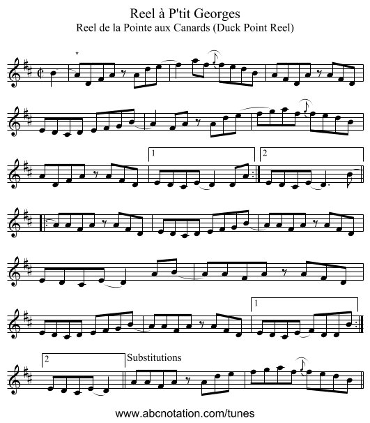 Reel à P'tit Georges - staff notation