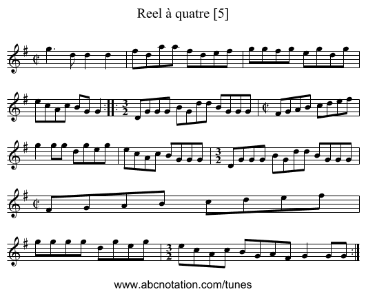 Reel à quatre [5] - staff notation