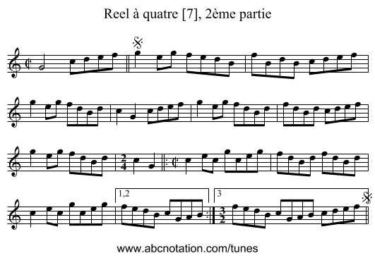 Reel à quatre [7], 2ème partie - staff notation