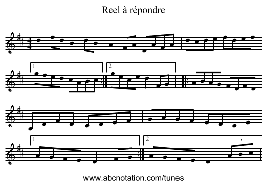 Reel à répondre - staff notation