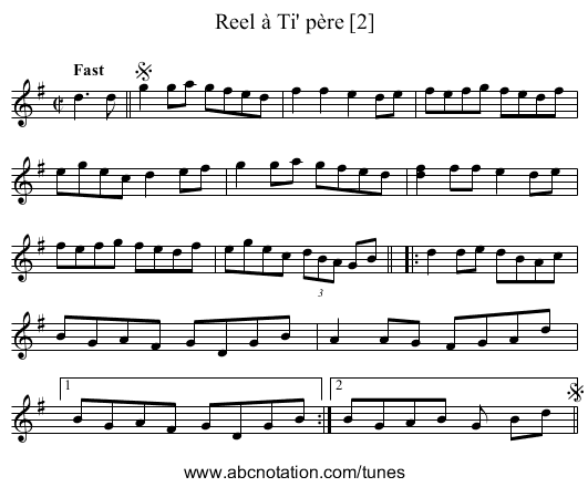 Reel à Ti' père [2] - staff notation