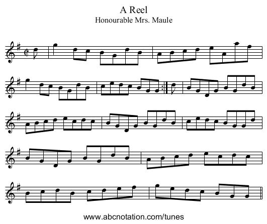 Reel, A - staff notation