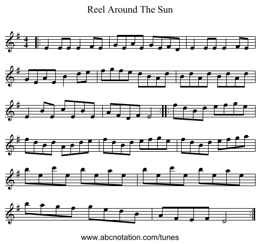 Reel Around The Sun - staff notation