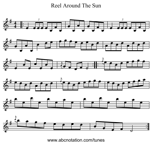 Reel Around The Sun - staff notation