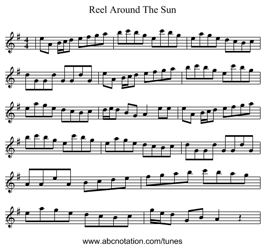 Reel Around The Sun - staff notation