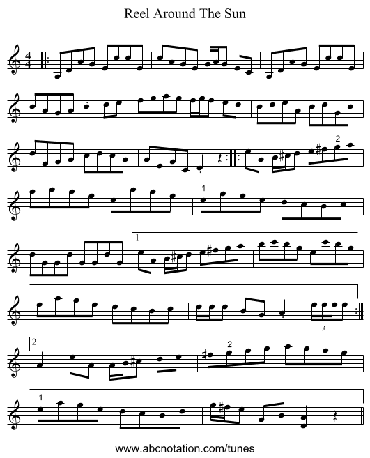Reel Around The Sun - staff notation