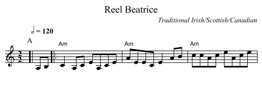 Reel Beatrice - staff notation