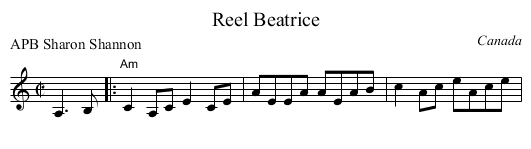 Reel Beatrice - staff notation