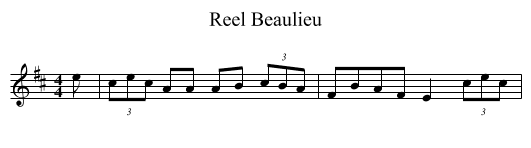 Reel Beaulieu - staff notation