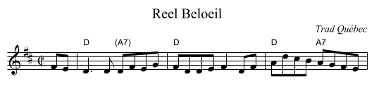 Reel Beloeil - staff notation