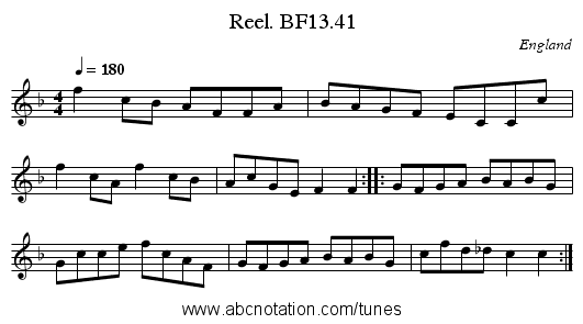 Reel. BF13.41 - staff notation