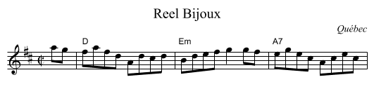 Reel Bijoux - staff notation