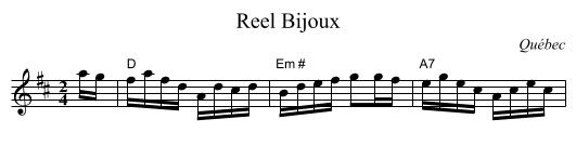Reel Bijoux - staff notation