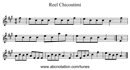 Reel Chicoutimi - staff notation