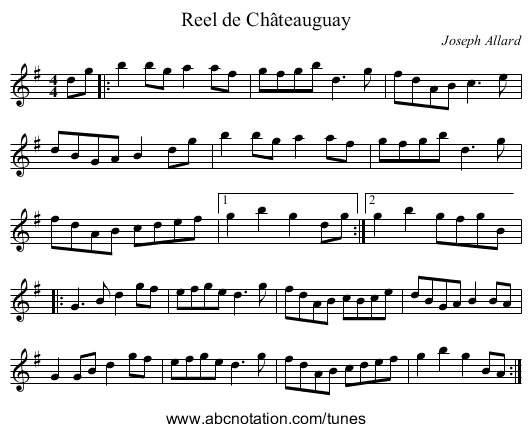 Reel de Ch&acirc;teauguay - staff notation