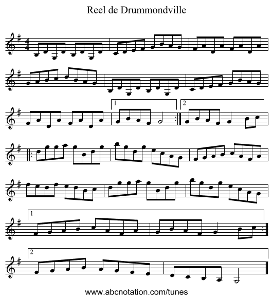 Reel de Drummondville - staff notation