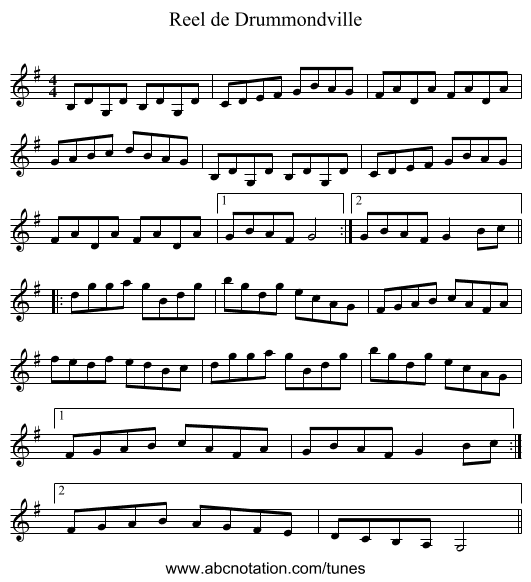 Reel de Drummondville - staff notation