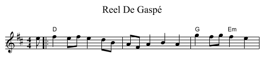Reel De Gaspé - staff notation