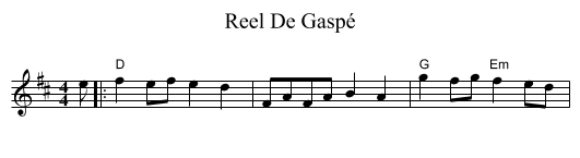 Reel De Gaspé - staff notation