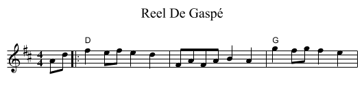 Reel De Gaspé - staff notation