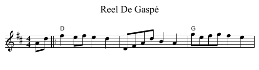 Reel De Gaspé - staff notation