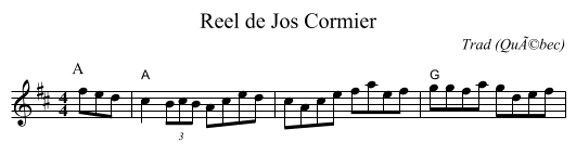 Reel de Jos Cormier - staff notation